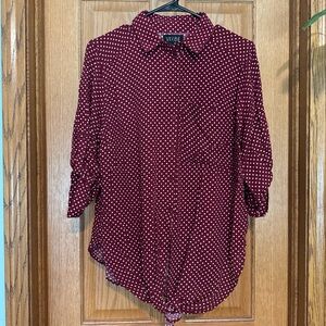 Women's Burgundy Polka Dot Top